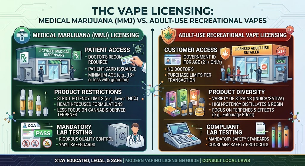 THC Vape Licensing: Medical Marijuana (MMJ) vs. Adult-Use Recreational Vapes